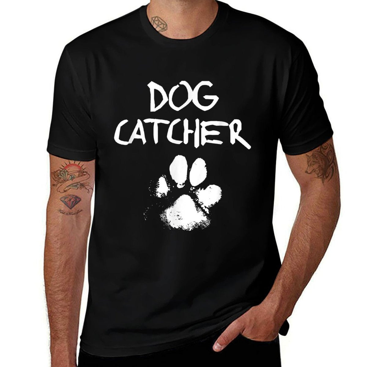Dog Catcher Costume Adult Halloween Spooky Paw Dog Funny  Stretchy T-Shirt