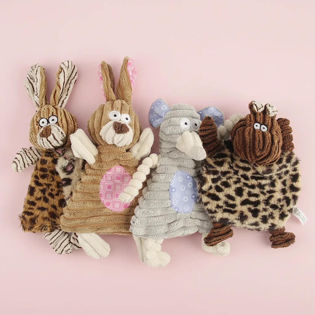 Corduroy Squeaky Animal Dog Toys