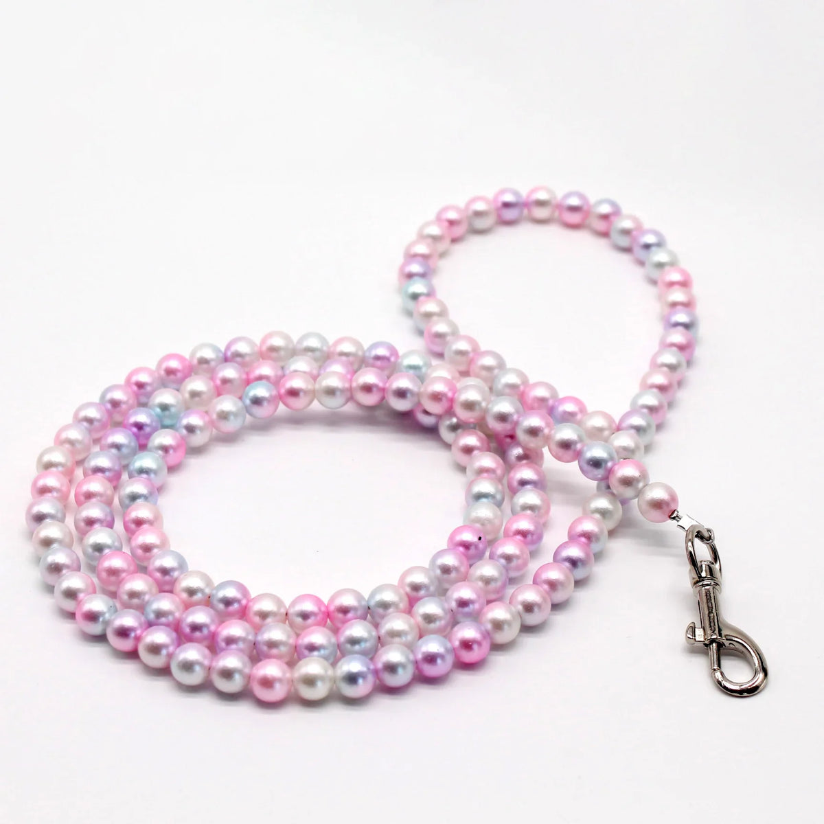 Luxury Pearl Dog Leash – Handmade Steel Wire Chain for Small Dogs & Cats
