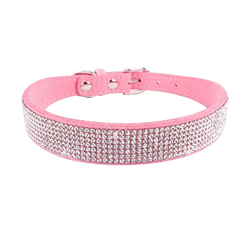 Rhinestone Leather Pet Collar