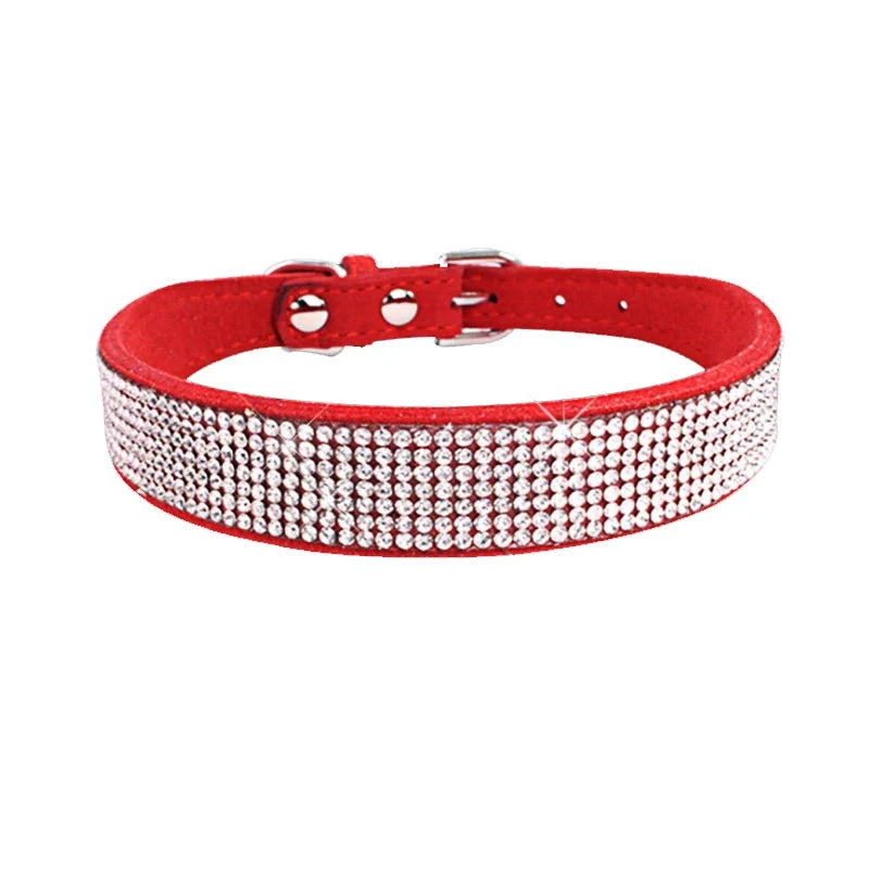 Rhinestone Leather Pet Collar
