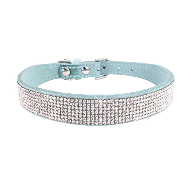 Rhinestone Leather Pet Collar