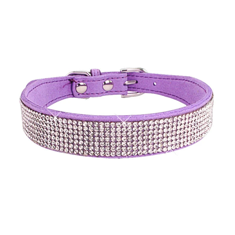 Rhinestone Leather Pet Collar
