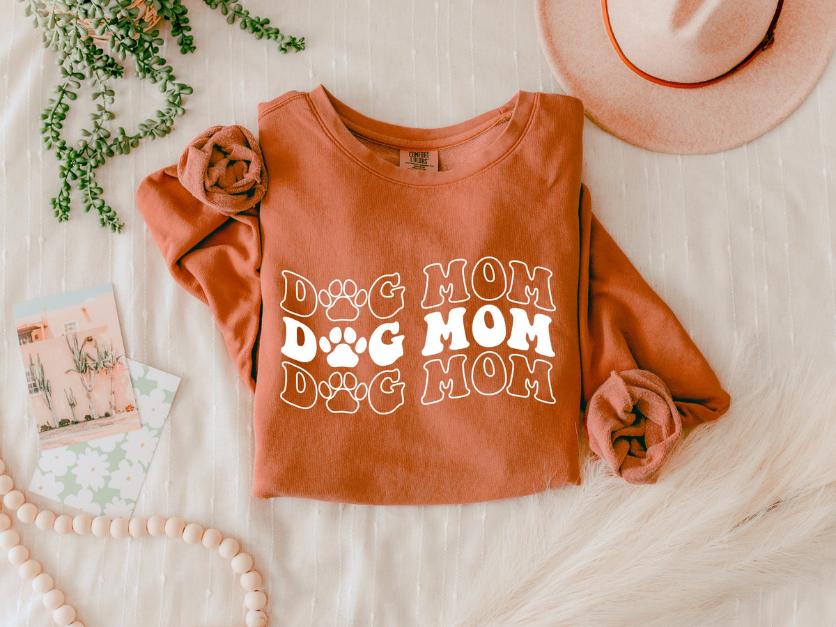Groovy Dog Mom Garment Dyed Comfort Colors Sweatshirt
