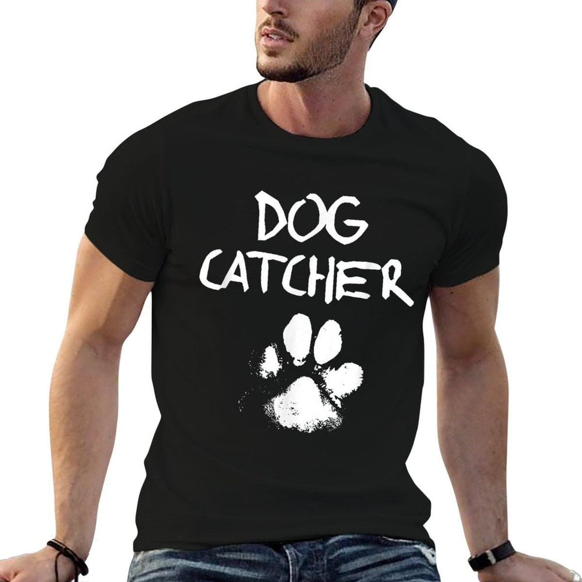 Dog Catcher Costume Adult Halloween Spooky Paw Dog Funny  Stretchy T-Shirt