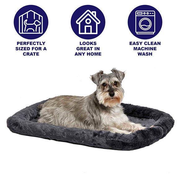 Midwest QuietTime Sheepskin Pet Bed Gray 18x17x12