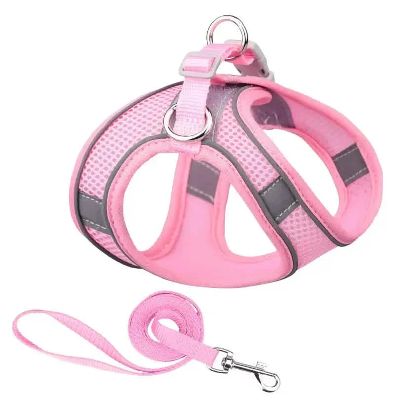 Reflective Dogs Harness with Leash Adjustable Harness Vest Breathable Collars